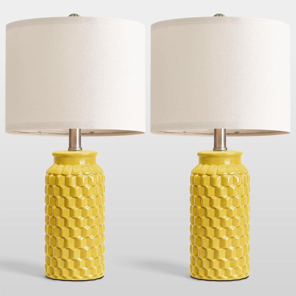 USumkky 20.5" Ceramic Table Lamps Set of 2 - Modern Farmhouse & Boho Style, Bedside Nightstand Lamps for Bedroom, Living Room End Table…