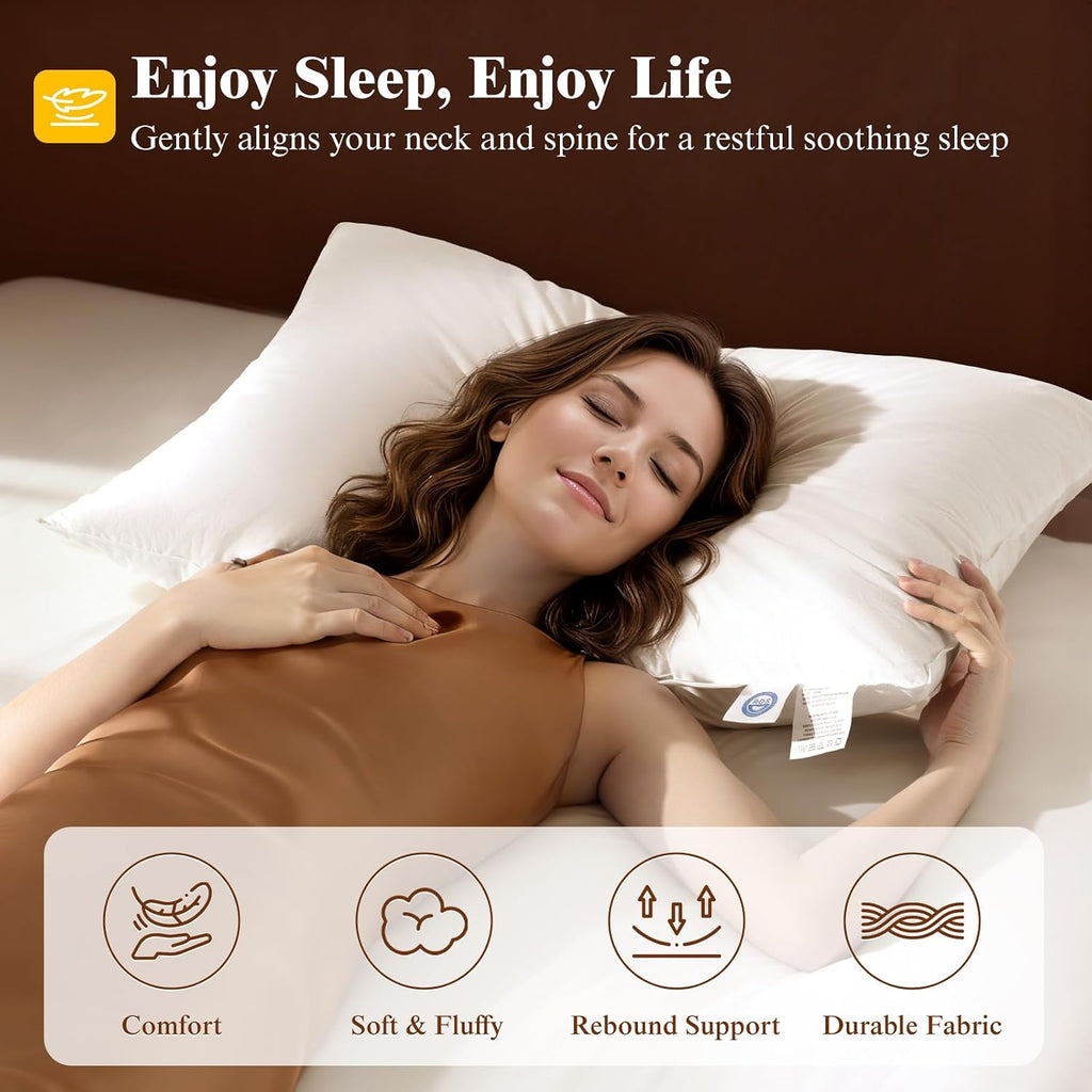 LIANLAM Luxury Canadian White Goose Down Pillow King Size Set of 2, 1050+ Fill Power, 800 TC Cotton Shell, Soft Down Pillows for…