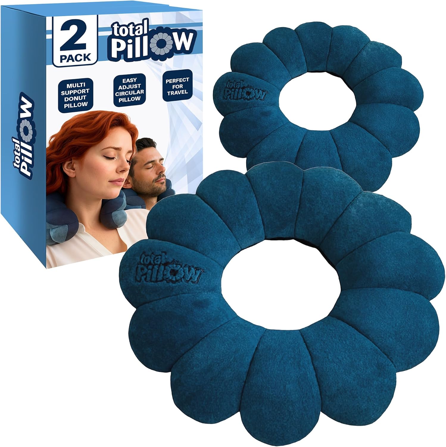 Total Pillow Donut Pillow for Airplane & Travel, Sleeping Neck Pillow, Microbead Comfortable Pillow for Neck, Head, Back, Lumbar & Pelvic…