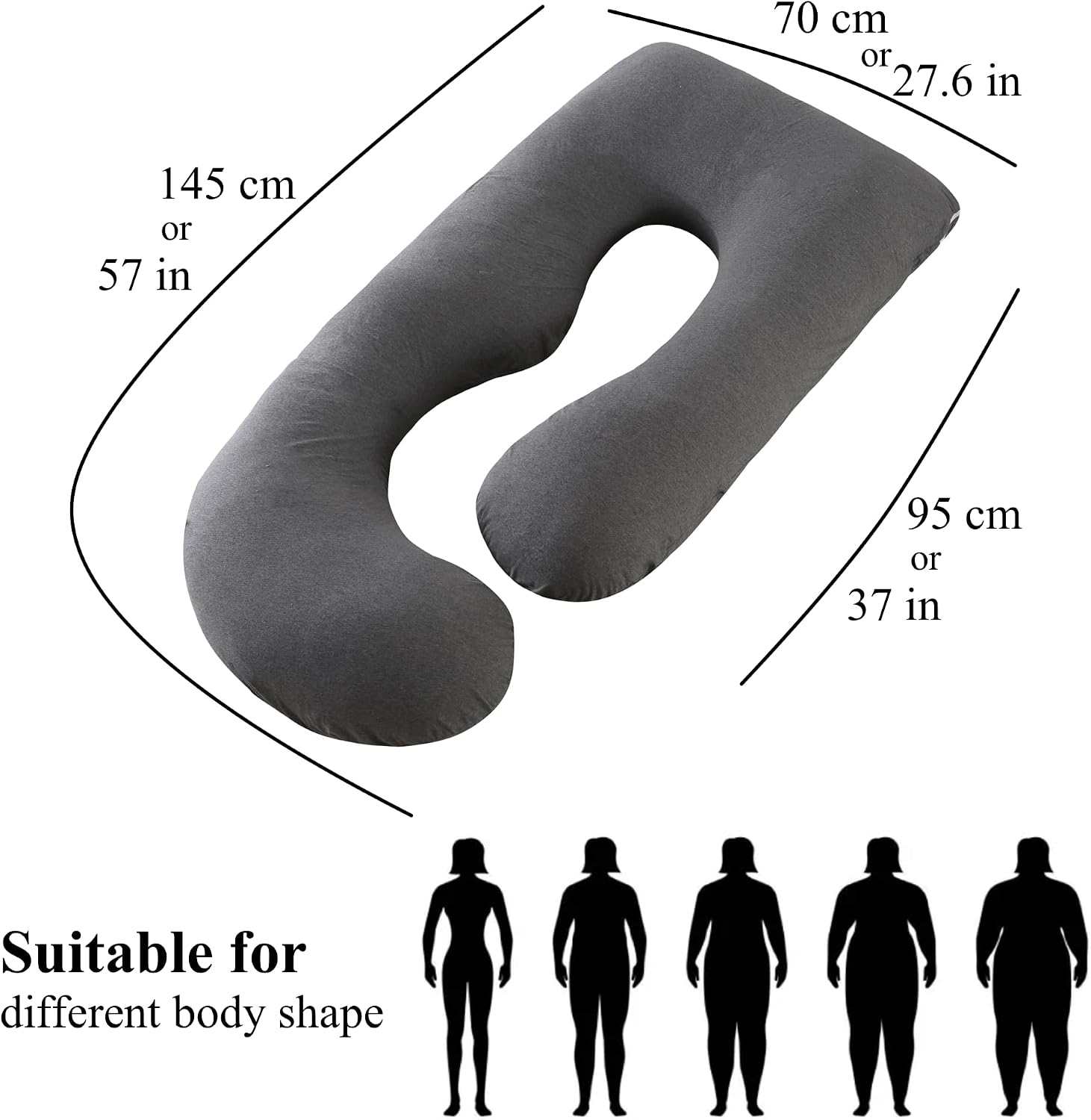 ALLOPERA Pregnancy Pillow, Full Body Maternity Pillow 57 inch, with Removable Washable Cover - Support for Legs, Back, Neck, Shoulder…