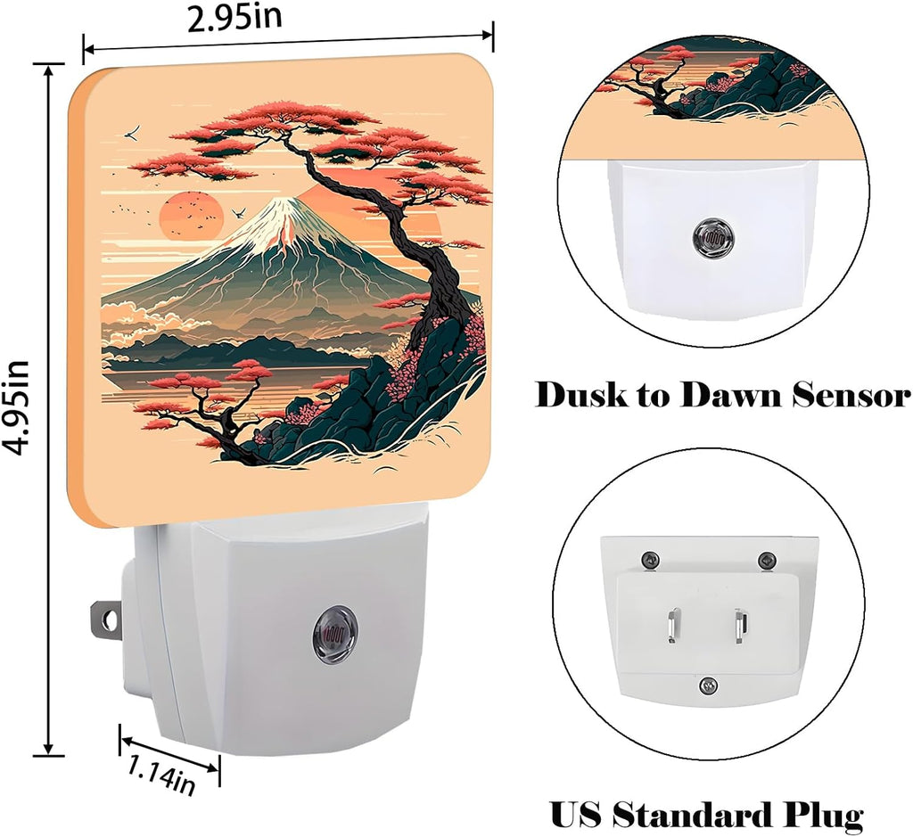 Mount Fuji Night Light, Plug-in Night Lights with Dusk to Dawn Sensor for Stairway, Hallway, Bedroom Sleep Friendly Ideal for…