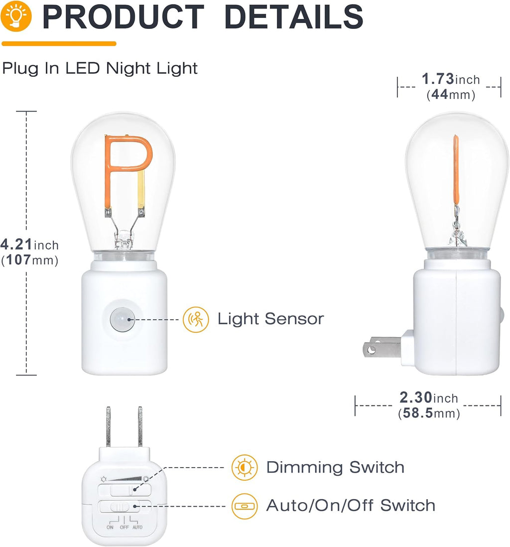 Motion Sensor Night Light, LED Night Lights Plug into Wall, 10-100LM Dimmable Night Light P-Type for Hallway, Stairs, Bedroom, Garage…