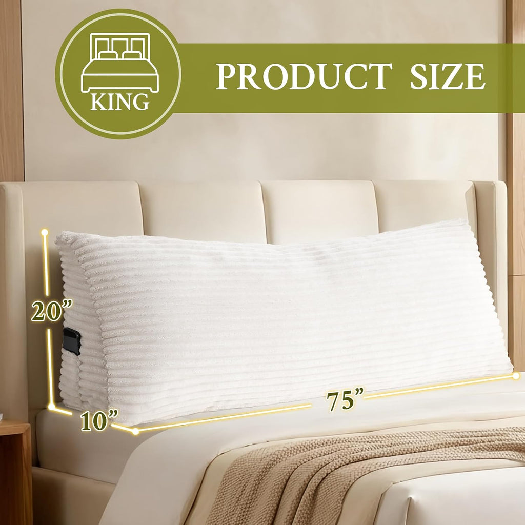 Zonamat Headboard Pillow King, Headboard Wedge Pillow, Back Rest Pillows for Sitting, Reading, Working, Triangle Pillow with Removable Cove…