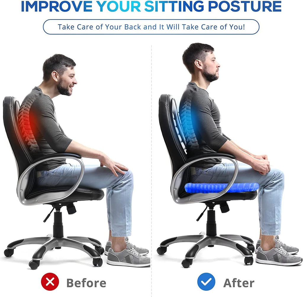 Helishy Gel Seat Cushion for Long Sitting Pressure Relief (Super Large & Thick) - Non-Slip Gel Chair Cushion for Back, Sciatica, Tailbone - S…