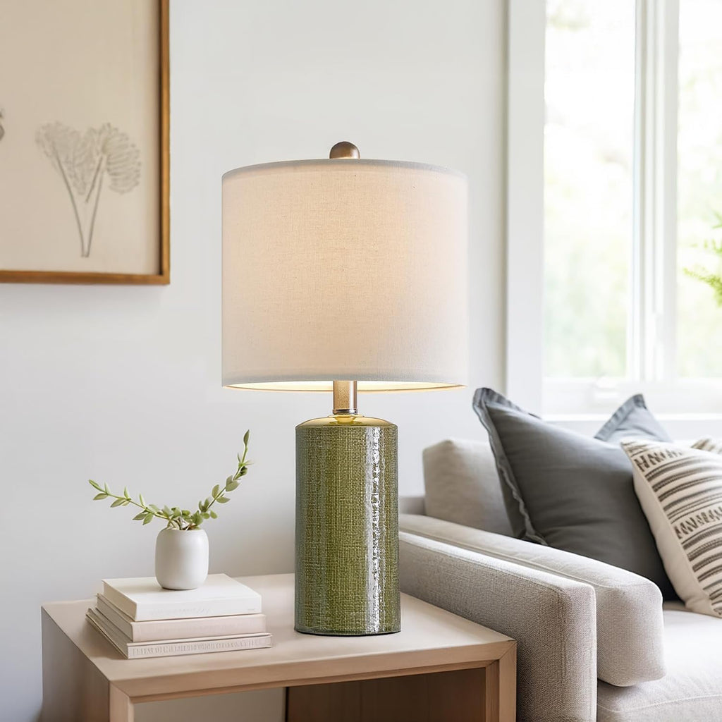 G-SAFAVA 20.25" Small Table Lamps Set of 2 Modern Ceramic Lamps for Living Room Farmhouse Bedside Lamps Boho Lamps for Night Stands Green…