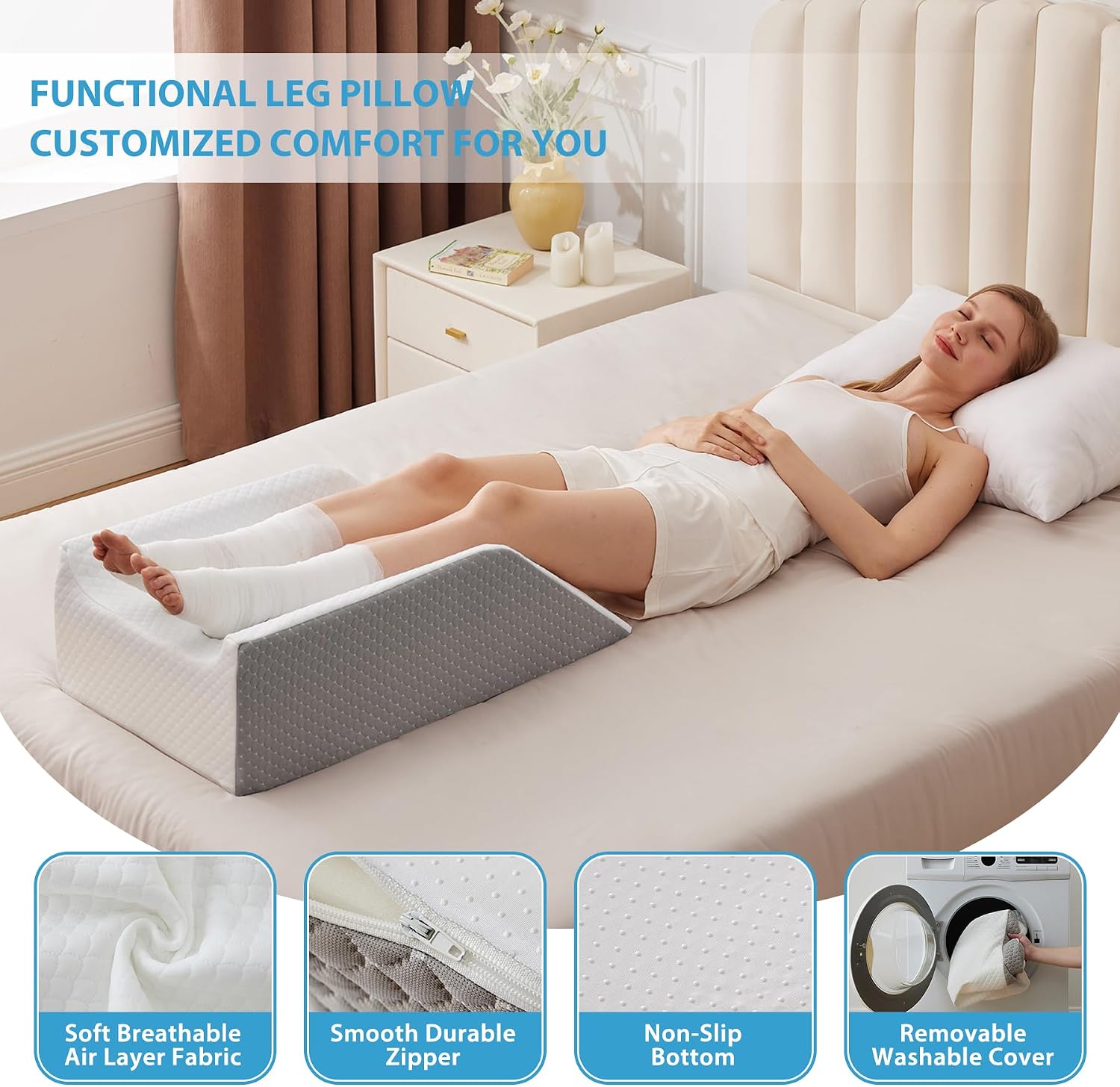 Megcxit Double Leg Elevation Pillows for After Surgery, Memory Foam Leg Elevating Pillow, Leg Pillow Elevation Blood Circulation, Knee Pill…