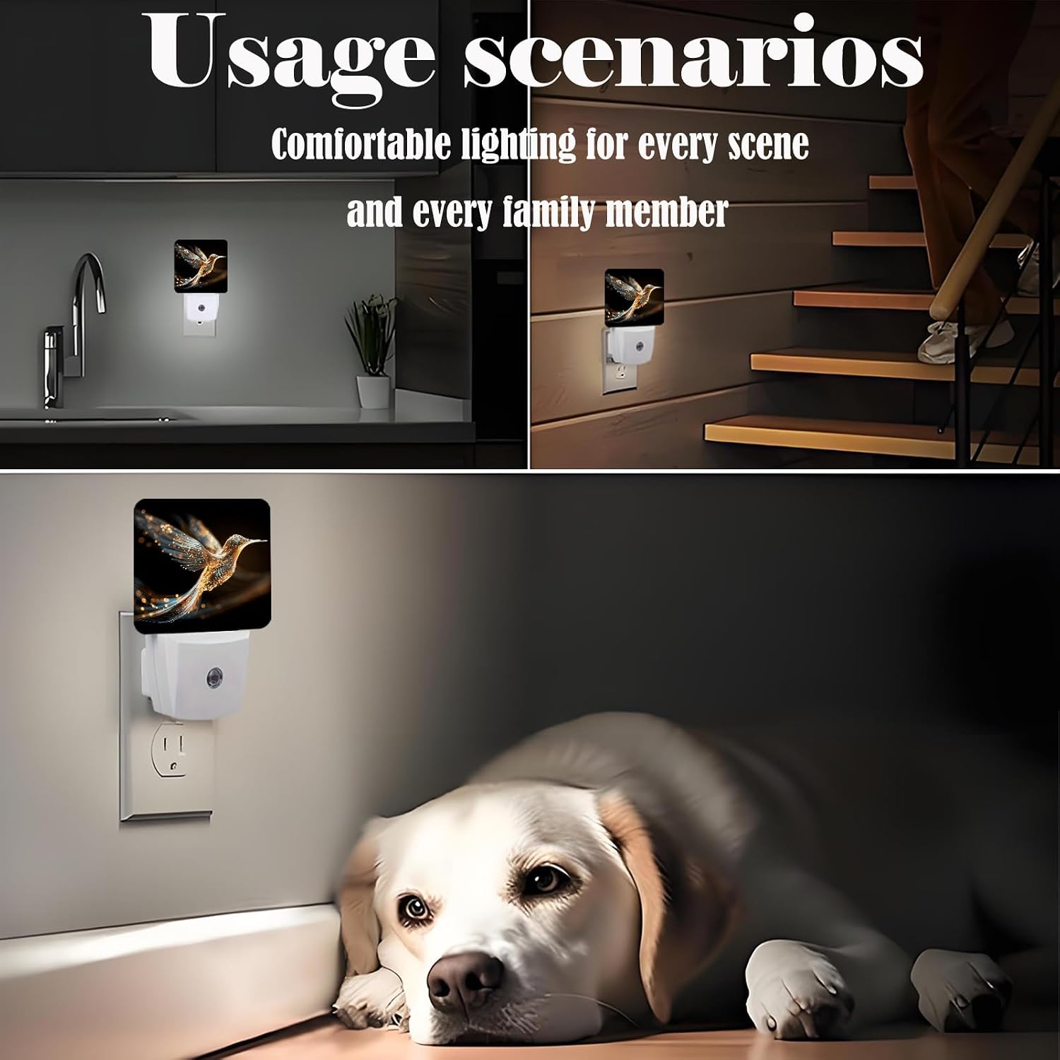 Hummingbird Night Light, Plug-in Night Lights with Dusk-to-Dawn Sensor for Stairway, Hallway, Bedroom Sleep Friendly Ideal for…