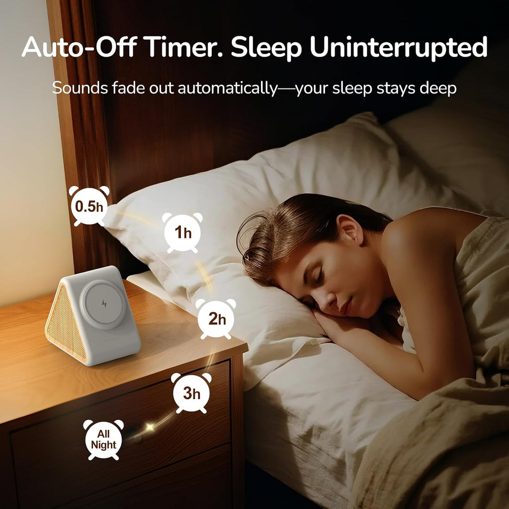 Housbay 2-in-1 White Noise Sound Machine & Magnetic Wireless Charger, Stereo Sleep Sounds, Clutter-Free Bedside Charging Station for iPhone…