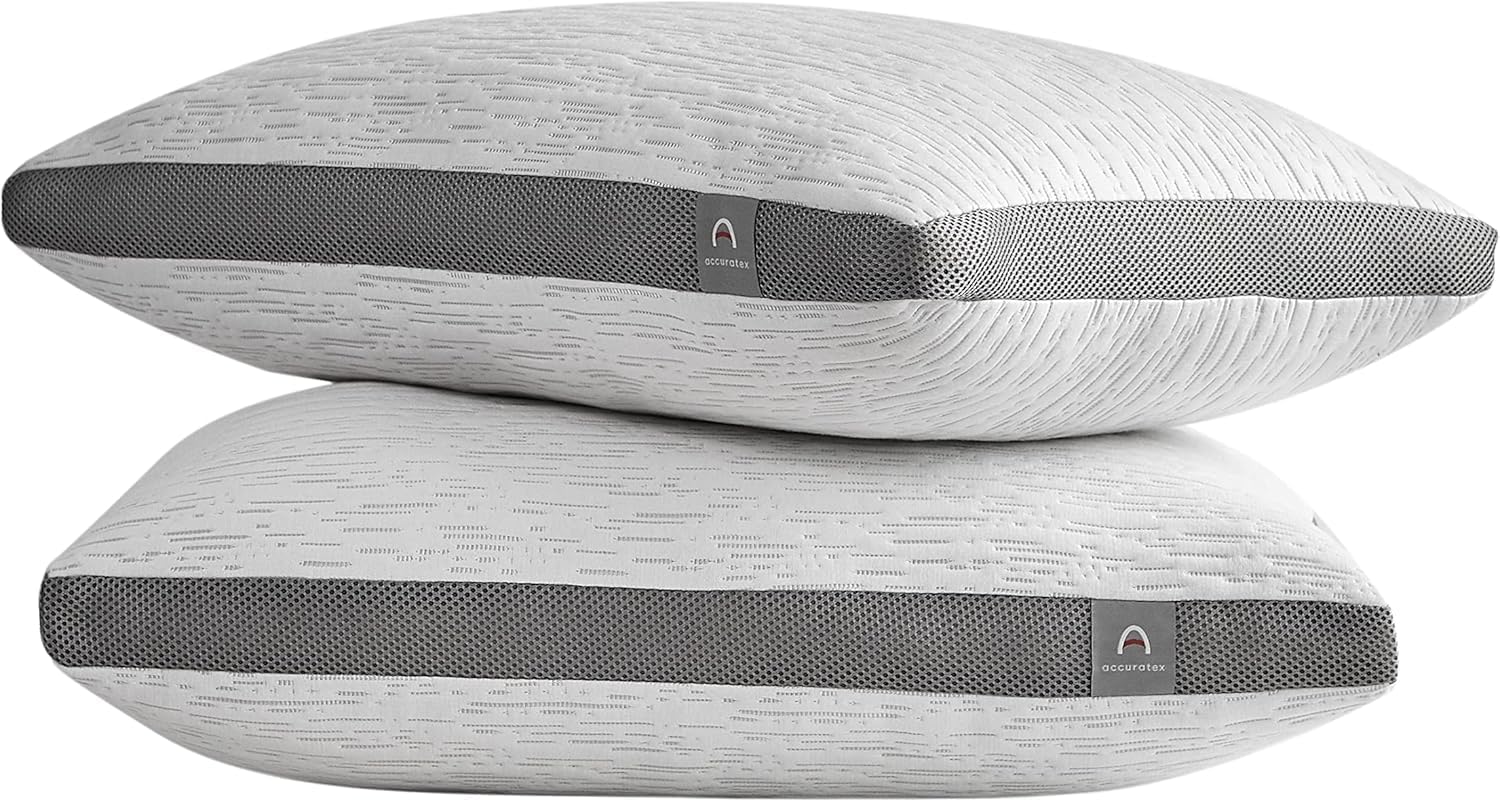 ACCURATEX Pillows King Size Set of 2, Rayon Derived from Bamboo Removable Cover, Shredded Memory Foam Pillow with Down Alternative Fill…