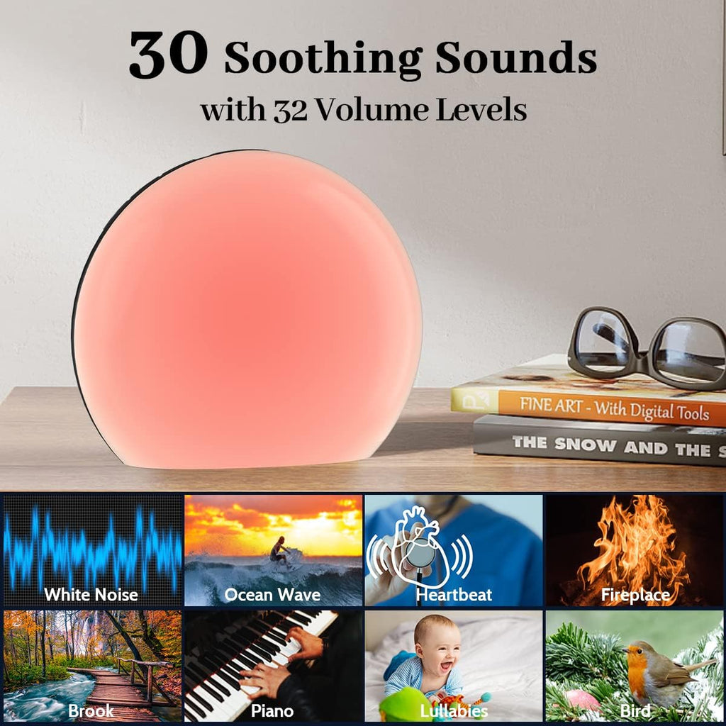Meditation White Noise Sound Machine with 30 Soothing Sounds 12 Colors Night Light 10 Brightness Levels 32-Level Volume Control 4 Timers…