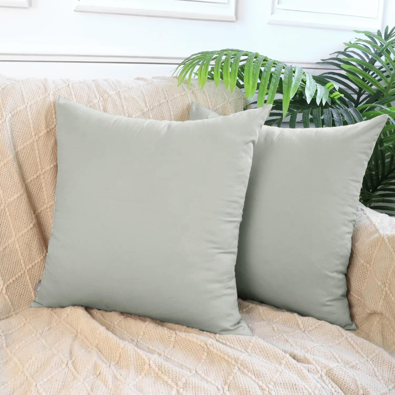 Thmyo 4-Pack 100% Cotton Comfortable Solid Decorative Throw Pillow Case, Thmyo Square Cushion Cover Pillowcase Sublimation Blank Pillow Cove…