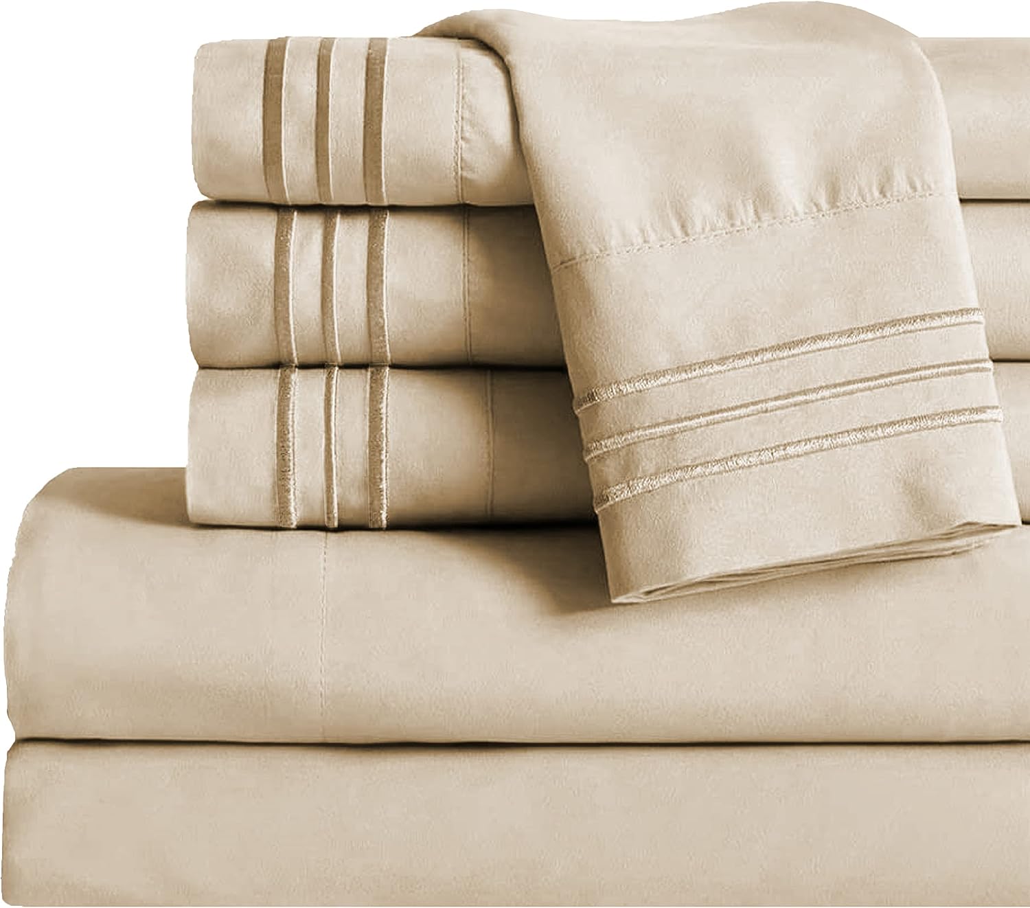 MocassiLuxuryBedding Mocassi Cali King Sheet Set - Luxury Hotel 1800 Premier Bedding Sheets & Pillowcases - Ultra Soft Breathable & Cooling…