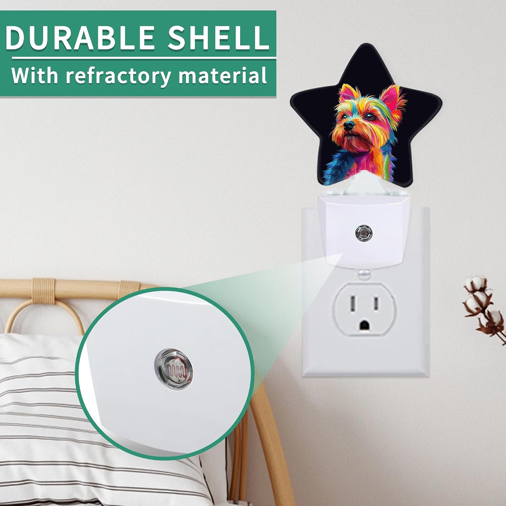 Colorful Dog Plug in Star Night Light, Night Light with Sensor for Kids Nursery Bedroom, Decorative Soft Glow Lamp for Hallway Bathroom…