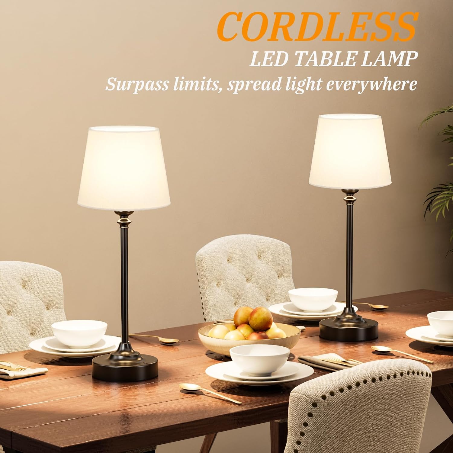 Kakanuo Cordless Table Lamp Rechargeable Black - 1 Pack 4000mAH Battery Operated Lamp for Decor, 3000K Stepless Dimming Touch Control…