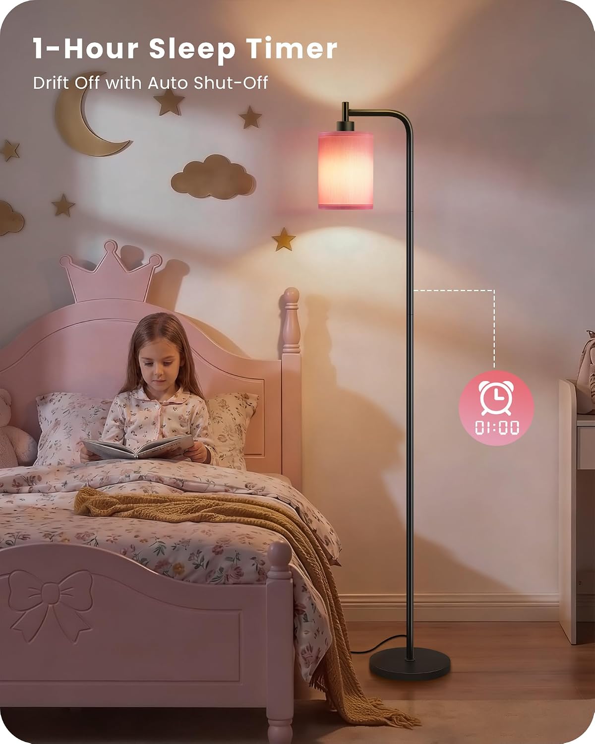Dimmable Floor Lamp for Living Room with Remote and Foot Switch, Modern Standing, Corner Lamp,10W Bulb 3 Color Temperatures, for Bedroom…