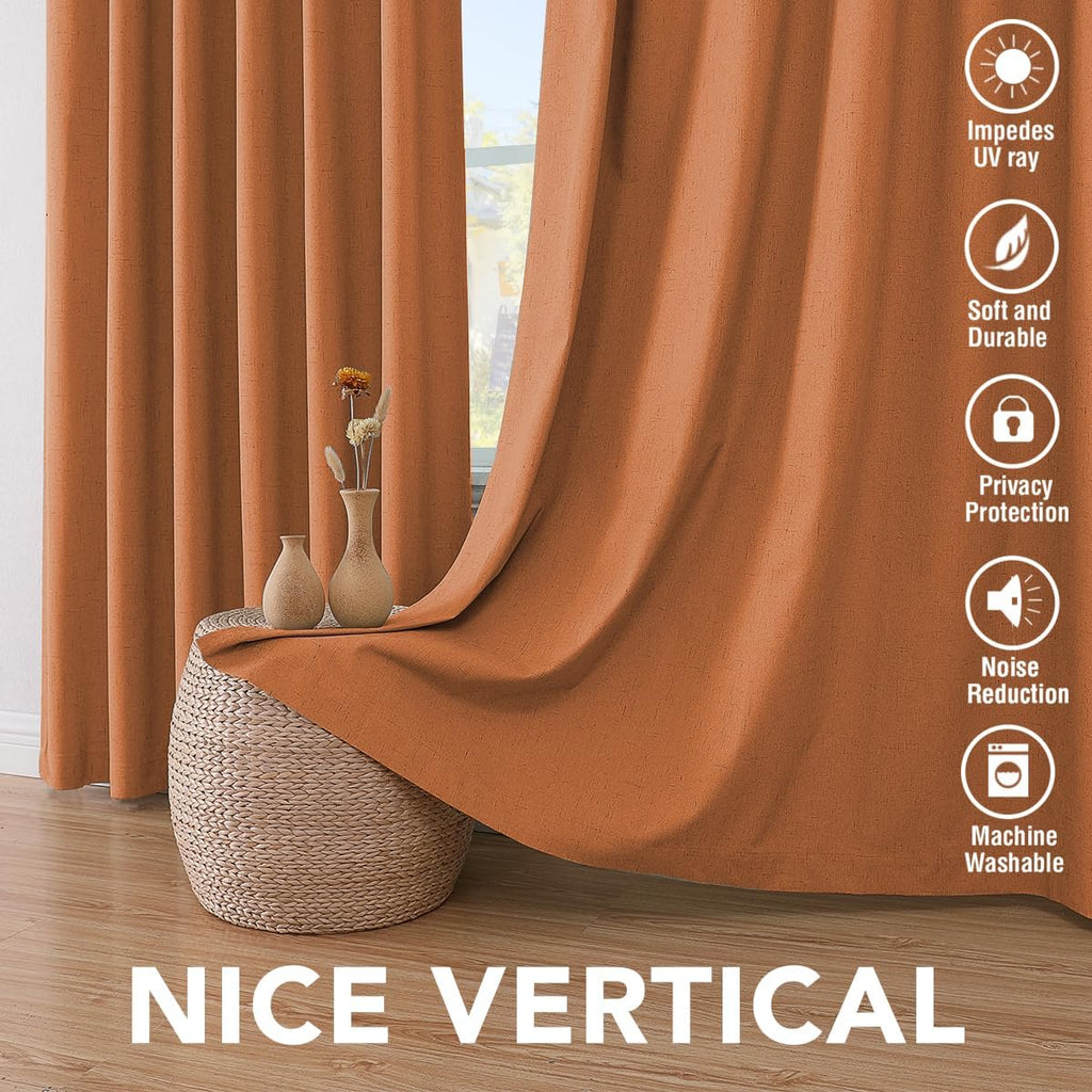H.VERSAILTEX 100% Blackout Curtains for Bedroom Thermal Insulated Linen Textured Curtains Heat and Full Light Blocking Drapes Living Room…