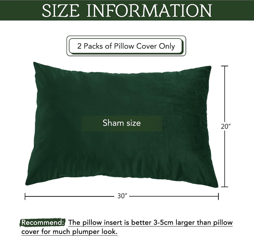 StangH Christmas Pillowcase for Decor, Velvet Pillow Covers with Zipper Closure, Soft Cozy Feeling for Sleeping, Queen Size (Dark Green, 20…