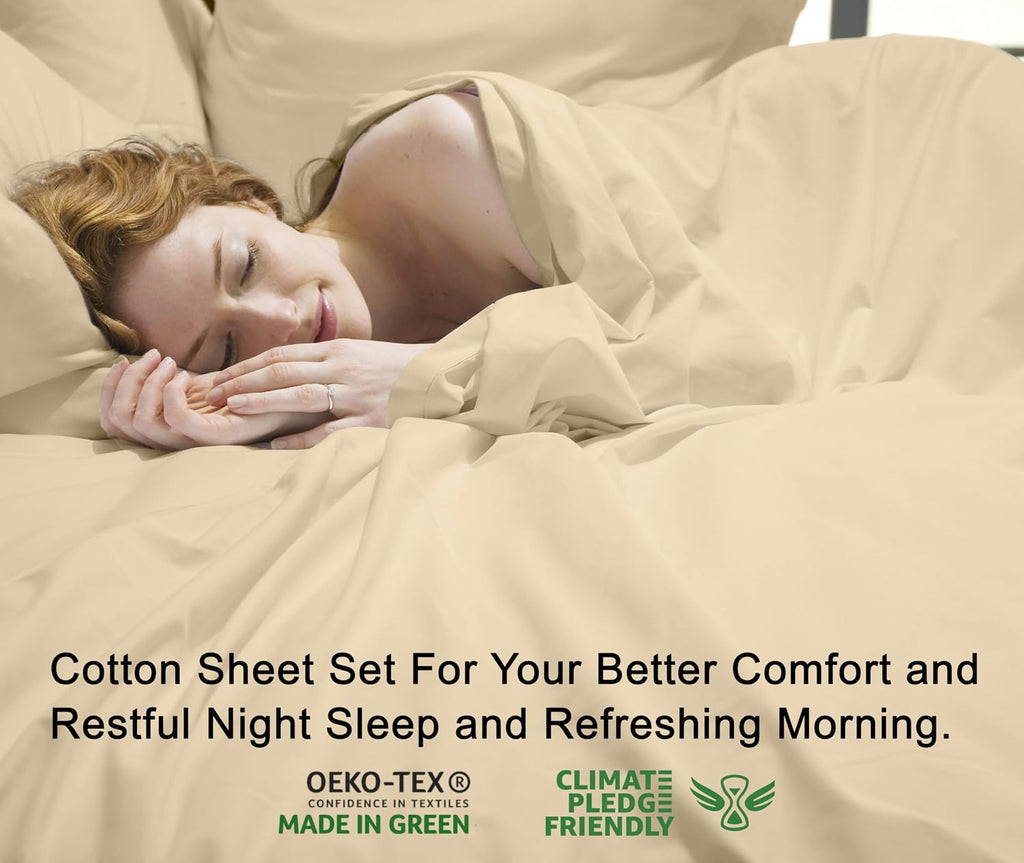 Ruvanti 100% Cotton Percale Sheets Twin XL Size – Crisp Cooling Bed Sheets for Hot Sleepers, Deep Pocket 16”, Soft Breathable & Durable Hot…