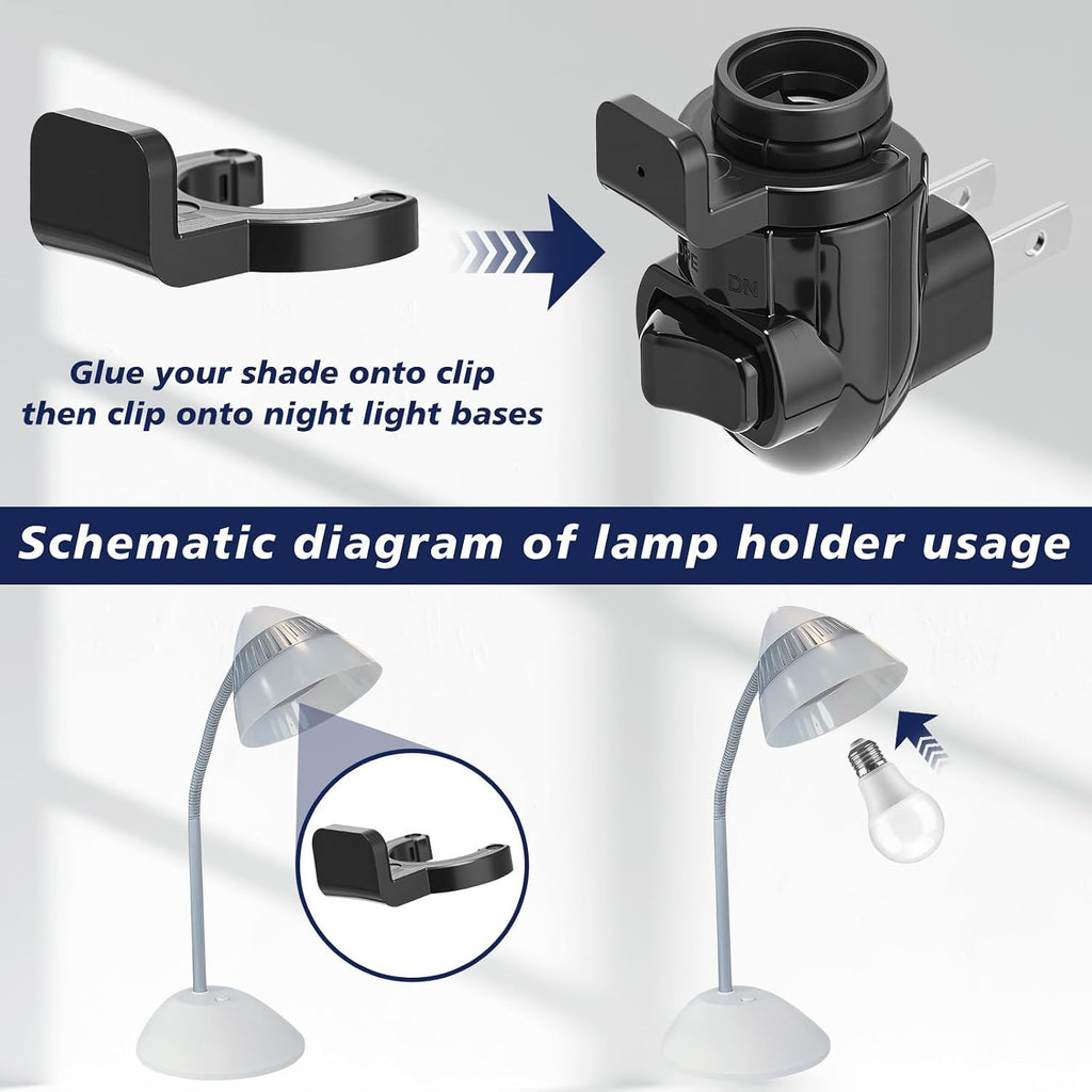 Tuanse 80 Sets Plug in Night Light Module Night Light Base with Shade Mounting Clip Plastic Lights Rotating Base for Making Your Own…