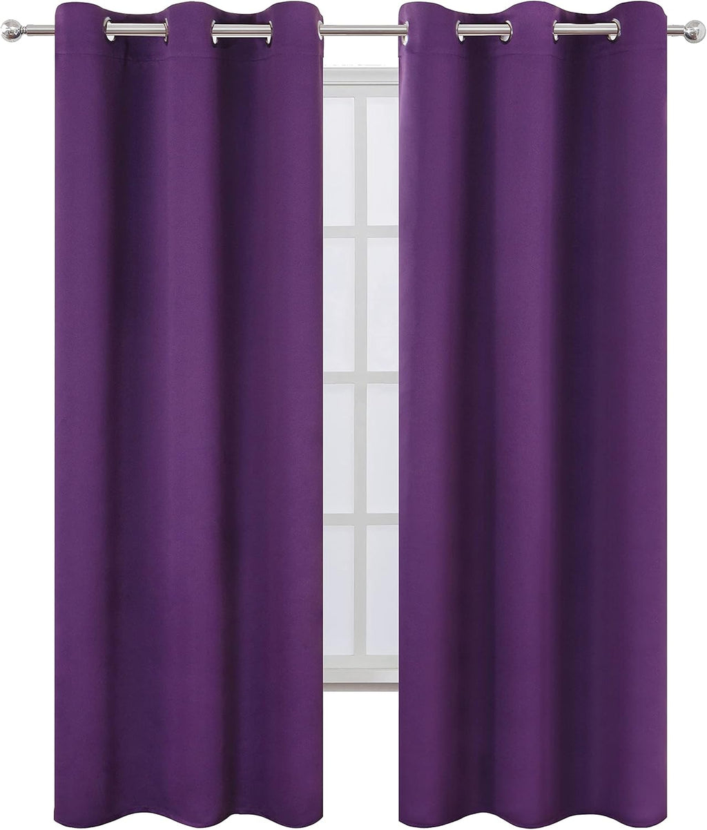 Lemomo Purple Thermal Blackout Curtains/38 x 84 Inch/Set of 2 Panels Room Darkening Curtains for Bedroom 84 Inch silver