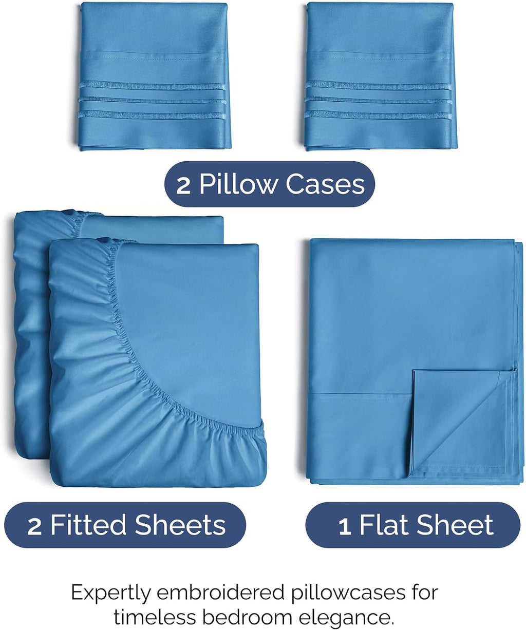 Split King Size 5 Piece Sheet Set - Comfy Breathable & Cooling Sheets - Hotel Luxury Bed Sheets for Women & Men - Deep Pockets, Easy-Fit…
