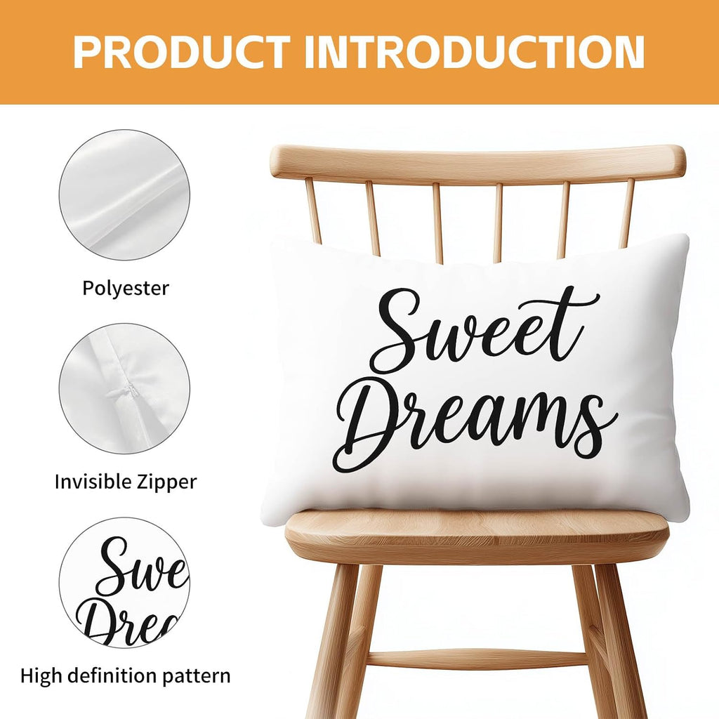 HOMETITUTE Pillow Covers Decorative Pack of 2 Satin 12x20 Inch Sweet Dreams Art Lumbar Throw Pillow Cases for Sofa Couch Living Room…