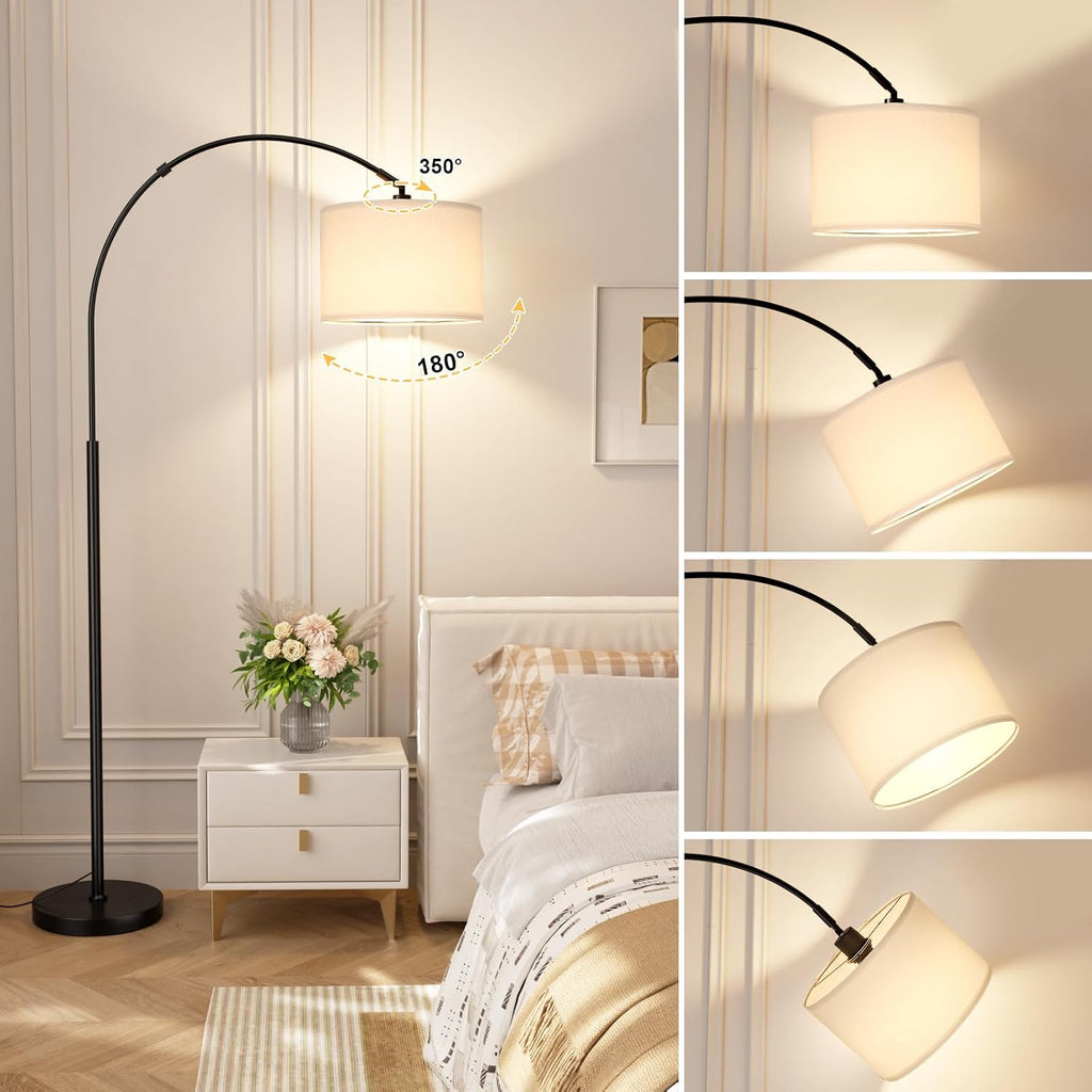 Ambimall Dimmable Arc Floor Lamp with Remote, Color Temperatures and Brightness Adjustable, Arched Floor Lamp with Rotating Head, Over…