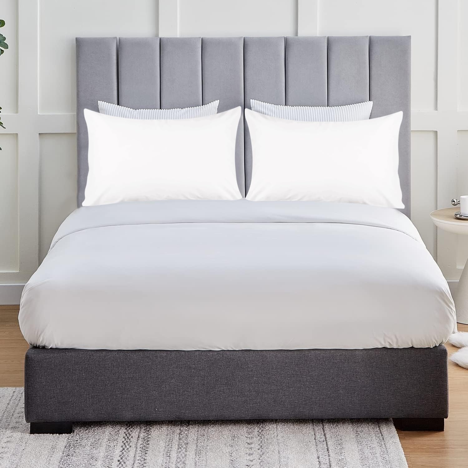 FEATHER & STITCH NEW YORK 100% Cotton 2 Piece King Pillow Cases, 300TC Ultra-Soft Pillowcases with Envelope Closure, Wrinkle- Fade- Stain…