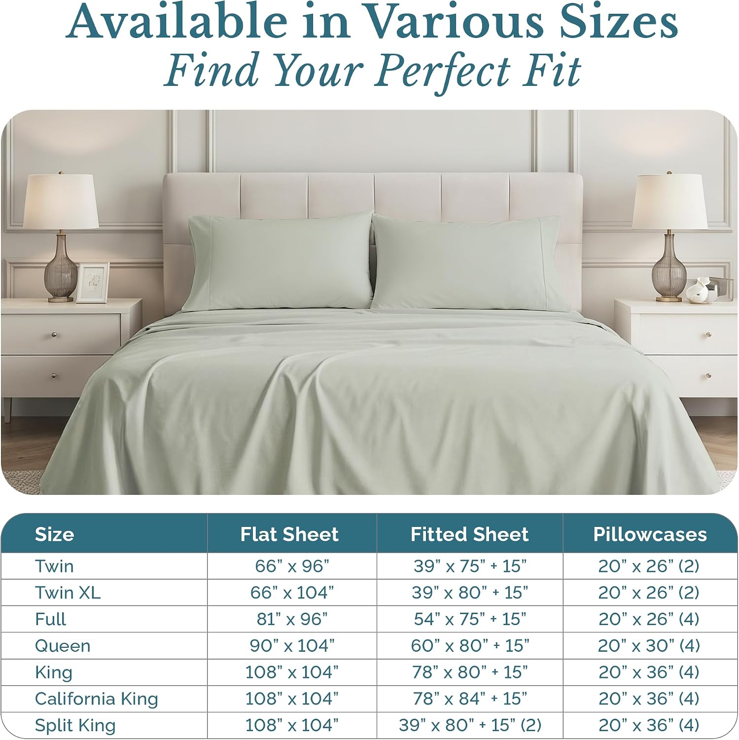 Casa Platino 4 Piece Twin Sheets Set, 100% Cotton with 500 Thread Count Silky Sateen Finish, Soft and Smooth Sheets Twin Size Bed Set, 15…