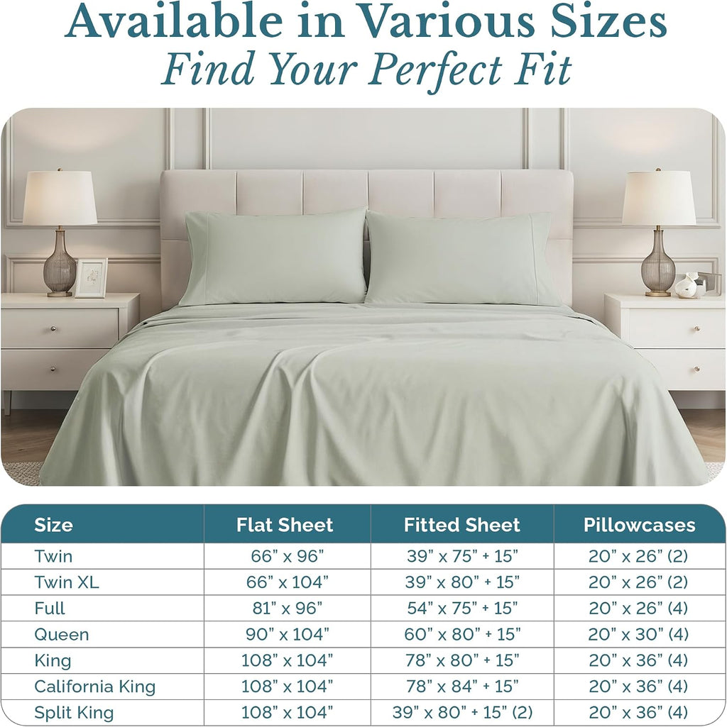 Casa Platino 4 Piece Twin XL Sheets Set, 100% Cotton with 500 Thread Count Silky Sateen Finish, Soft and Smooth Sheets Twin XL Size Bed…