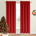 Dwcn Christmas Blackout Curtains for Bedroom – Thermal Insulated Energy Saving Drapes for Living Room, Red, W 38 x L 84 Inch, Set of 2 Rod…