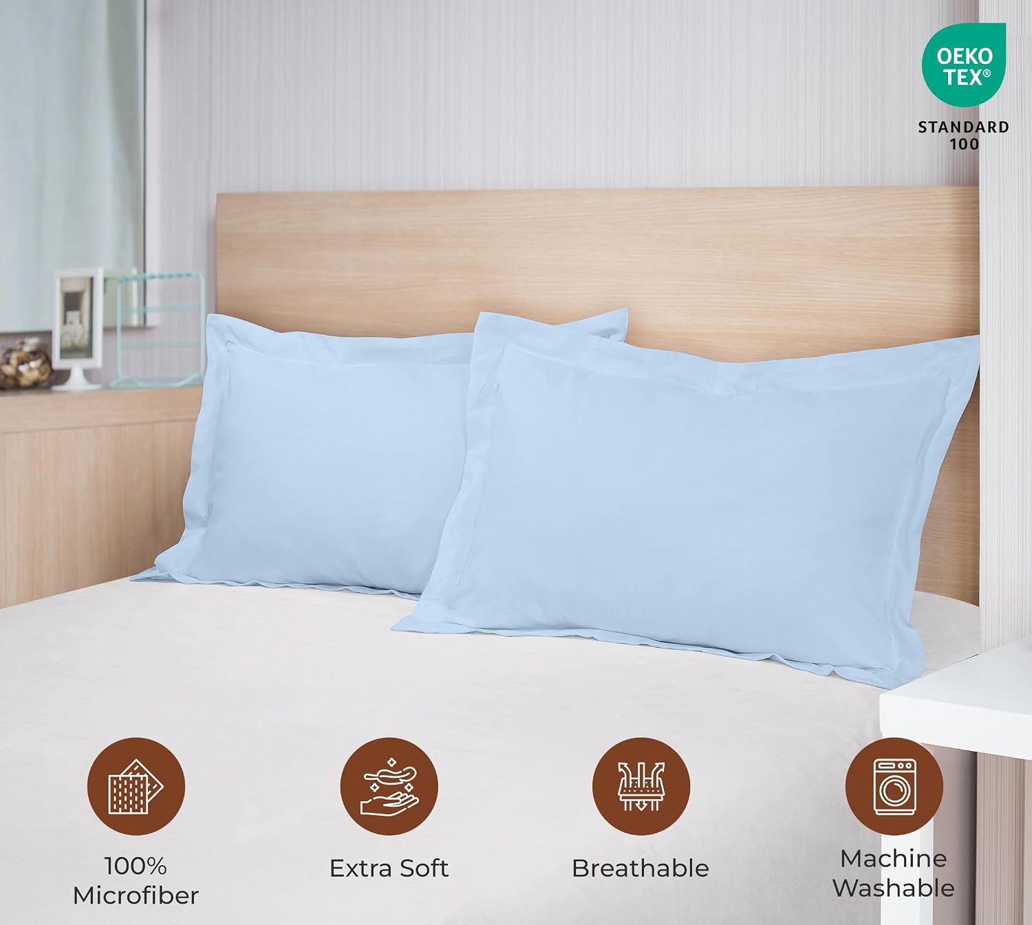 Royalelinens Royale Linens Pillow Shams 2 Pack King Size 20x36 Inch - Brushed 1800 Microfiber - Bed Pillow Shams, Wrinkle Resistant Super S…