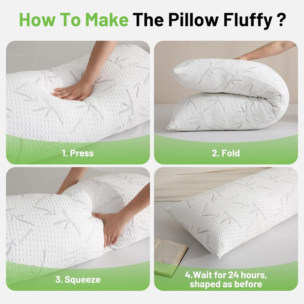 Primesoft Full Body Pillow with Removable Pillowcase for Adults,(Memory Foam Filling)(Long Pillow for Side Sleepers) (Fluffy and…