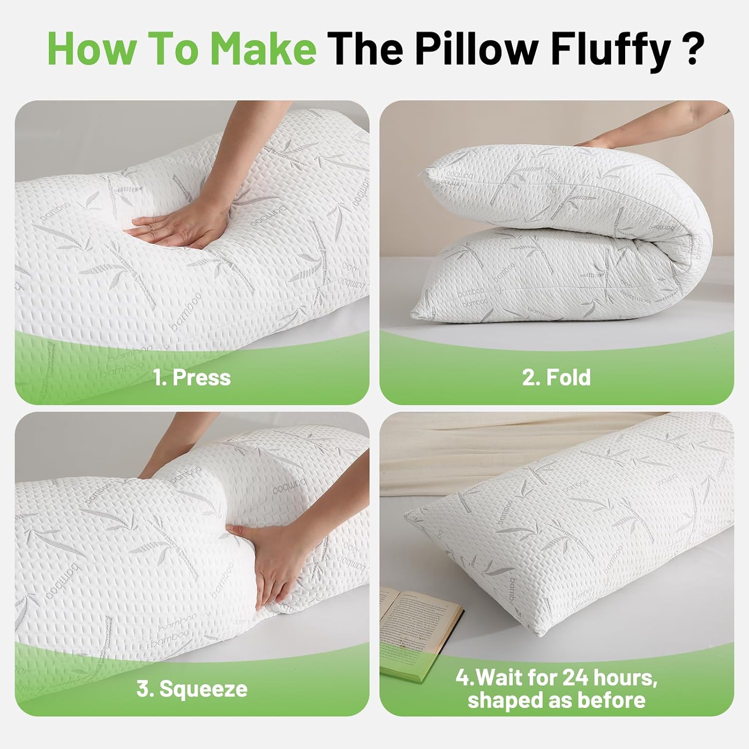 Primesoft Full Body Pillow with Removable Pillowcase for Adults,(Memory Foam Filling)(Long Pillow for Side Sleepers) (Fluffy and…