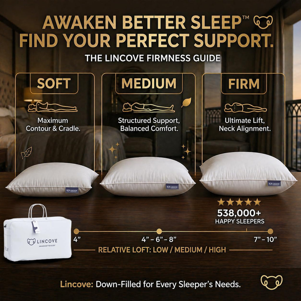 Lincove Cloud Natural Canadian Down Pillow, White Luxury Sleeping Pillow - 625 Fill Power, 500 Thread Count Cotton Shell, Made in Canada…