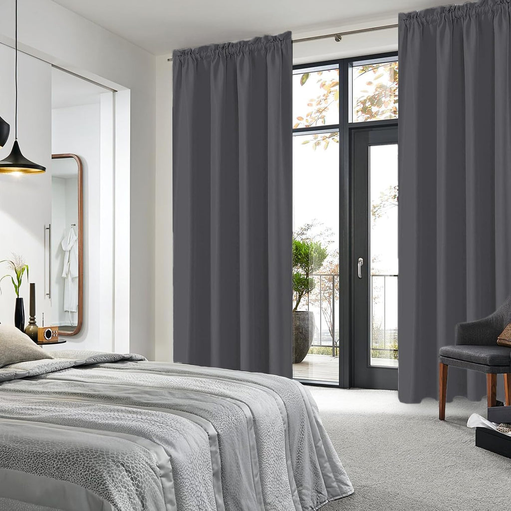 DWCN Bedroom Blackout Curtains 70 x 84 Inches Length 2 Panels Set, Solid Thermal Insulated Energy Saving Rod Pocket Window Treatment…