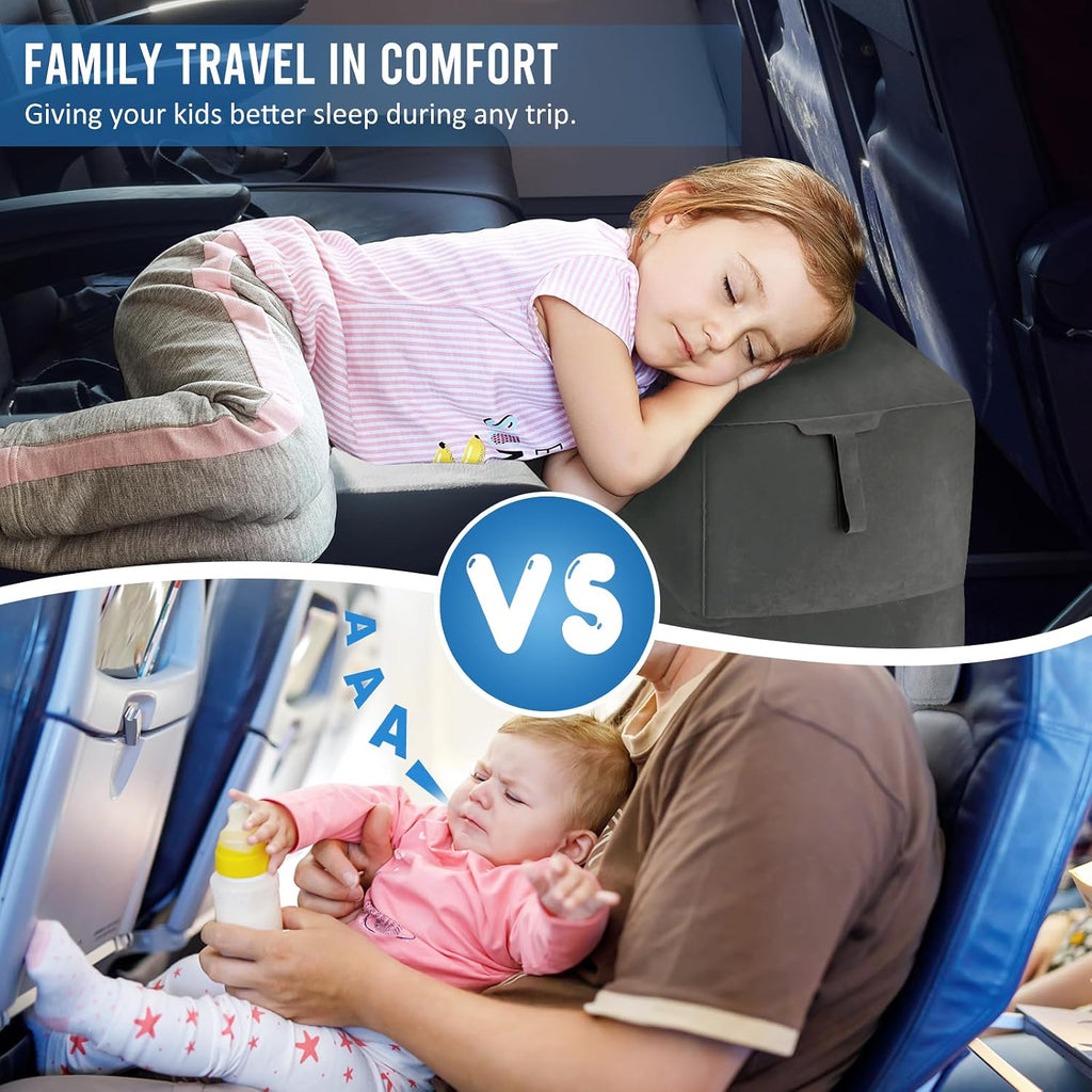 Fabuday Inflatable Airplane Foot Rest Pillow - Travel Foot Rest for Long Flights, Car Seat Foot Rest for Kids Airplane Seat Extender Bed fo…