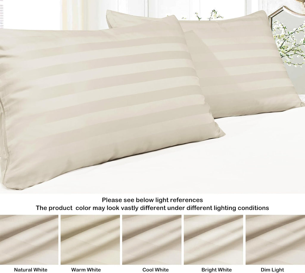 ShunjieHome 100% Egyptian Cotton Pillow Protectors Set of 4, 600 Thread Count Standard Size Bed Pillow Cases with Zipper, Sateen Weave Cool…