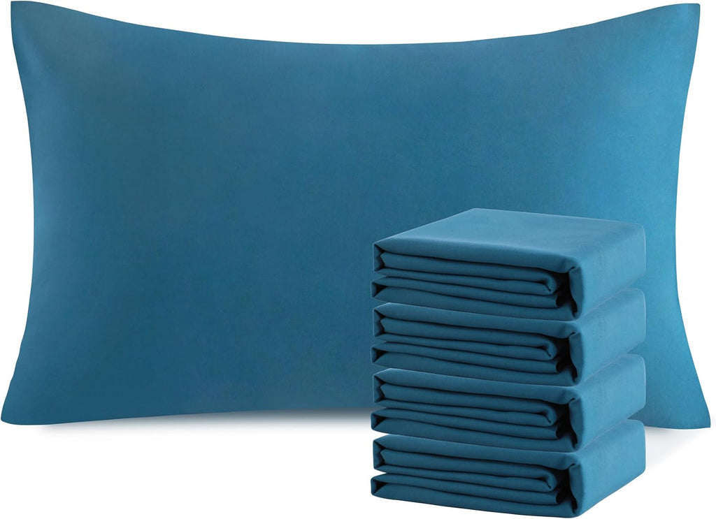 Ntbay Queen Pillowcase Set - 4 Pack Brushed Microfiber 20x30 Pillowcases - Soft, Wrinkle-Free, Fade-Resistant, Stain-Resistant, Teal Blue P…