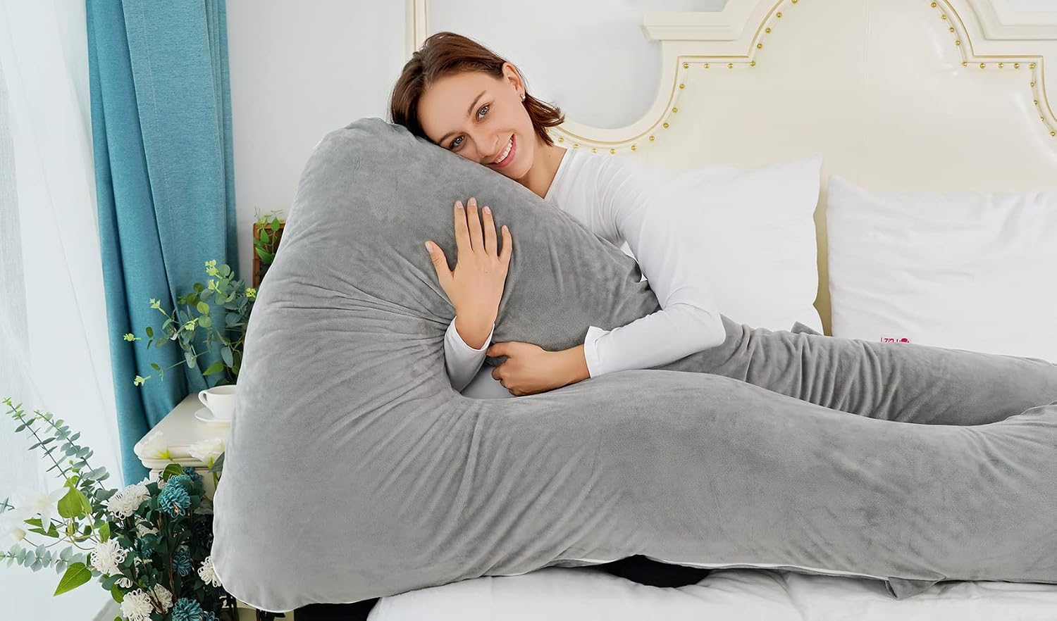 Meiz Pregnancy Pillow, U Shaped Full Body Pillow, Pregnancy Pillows for Sleeping, Maternity Pillow for Pregnant Women with Removable Velvet…
