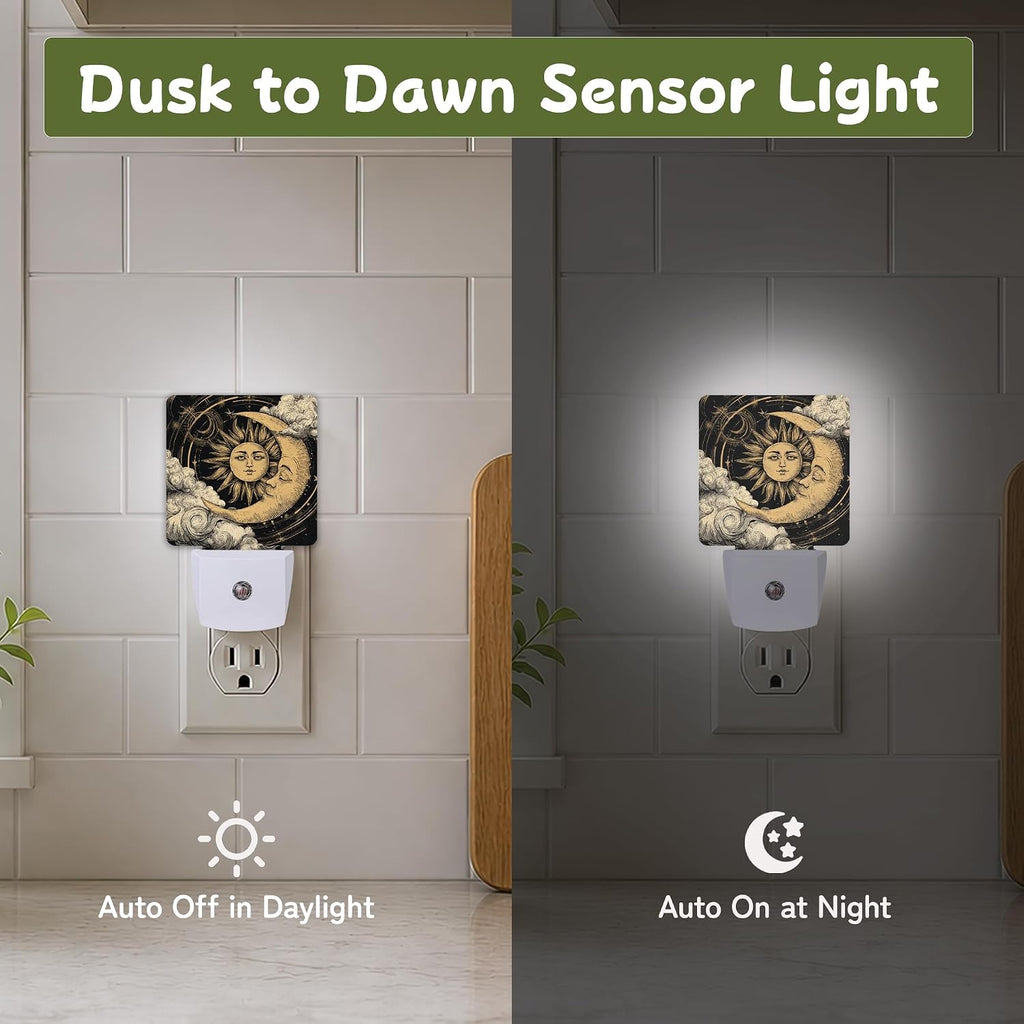 Celestial Sun Moon Night Light, Night Lights Plug into Wall with Dusk to Dawn Sensor for Bedroom Bathroom Hallway Kitchen, Decorative…
