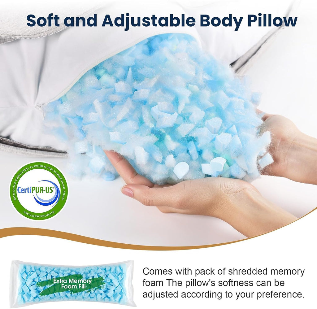 TranquilRelax TranquilRelax C Shaped Body Pillow for Side Sleepers, Memory Foam Long Pillow for Leg, Hip & Back Support, Soft Washab…