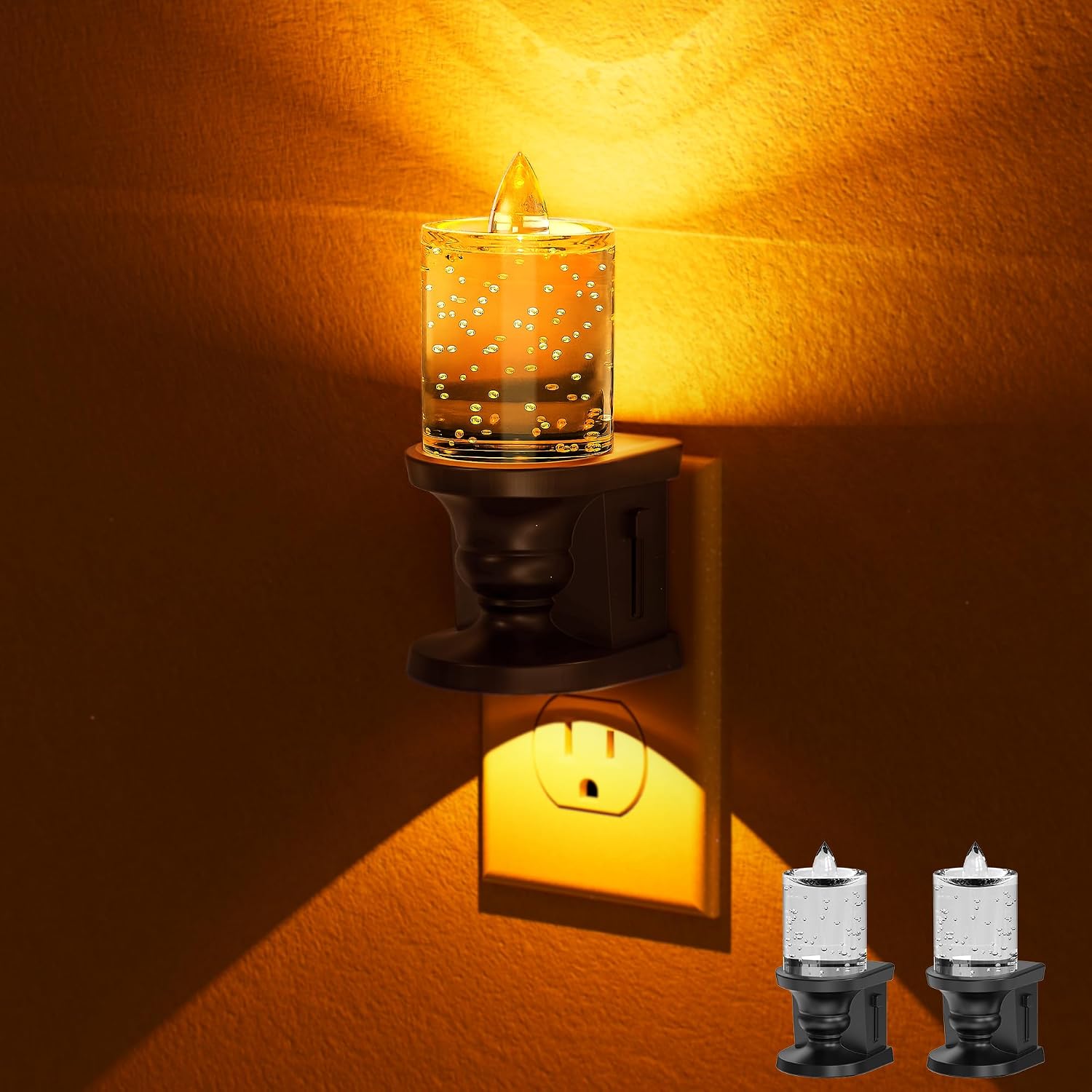 WelcometoBriigniteenjoyyourtimehere Briignite Flameless Candle Night Light, Bubble Night Lights Plug into Wall, Candle Nightlight with Ligh…