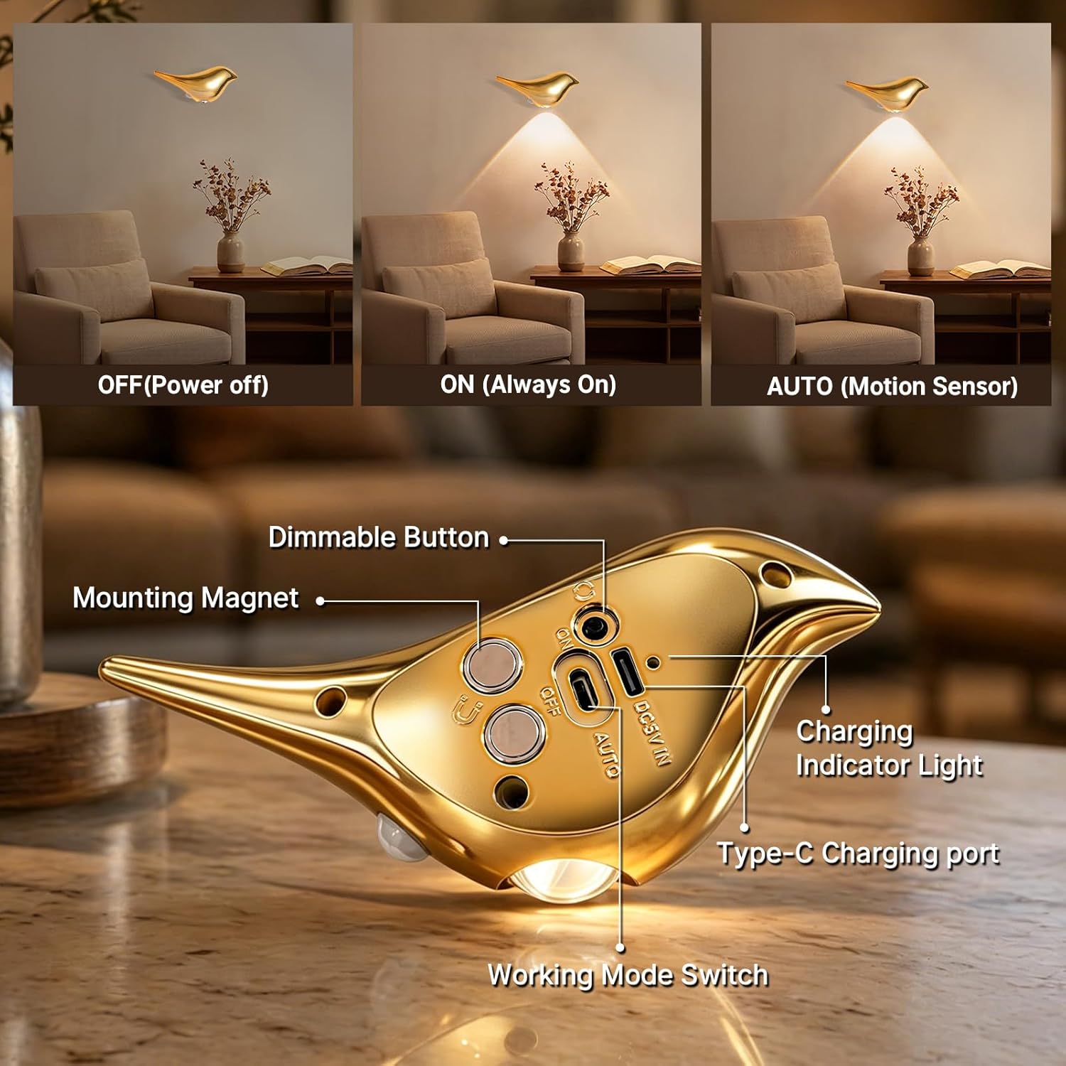 Motion Sensor Night Light: 1200mAh Rechargeable Night Light Set of 2 Magnetic Stair Lights Indoor Wireless Small Night Light for Kids…
