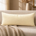 JoraLion 14x36 inch Boucle Lumbar Pillow Cover, Ivory Woven Texture Neutral Long Pillow Cover Breathable Cushion Case for Couch Sofa Bed…
