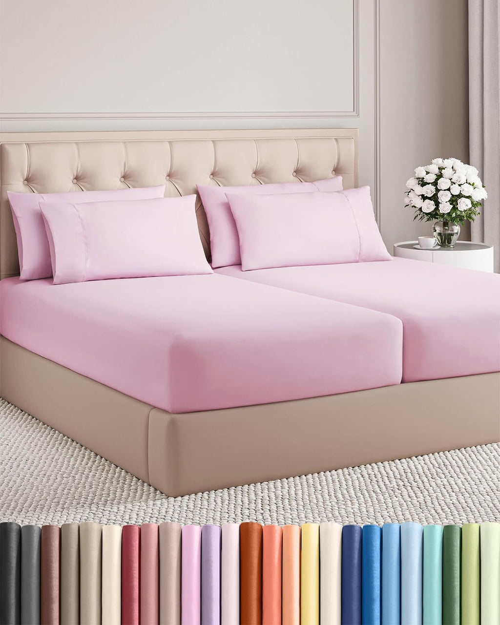 Split King 7 Piece Sheet Set - Comfy, Breathable & Cooling - Soft Hotel Luxury Bedding for Women, Men, Kids, Teens & Children - 1 Flat &…
