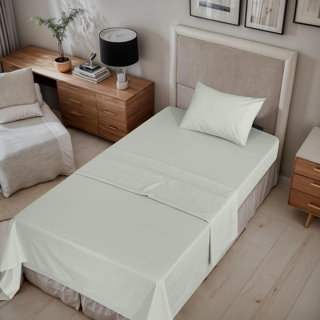 Ruvanti 100% Cotton Organic Percale Sheets Twin XL Size – Crisp Cooling Bed Sheets for Hot Sleepers, Deep Pocket 15”, Soft Peach Finish, Br…