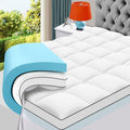 Masvis Full Size Dual Layer 4 Inch Memory Foam Mattress Topper, 2 Inch Gel Memory Foam and 2 Inch Cooling Pillow Top Mattress Pad Cover for…