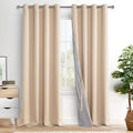 Xwzo 100% Blackout Curtain Panels - Double Layer Full Room Darkening and Energy Efficiency Ring Top Window Panels with Tiebacks for Living…
