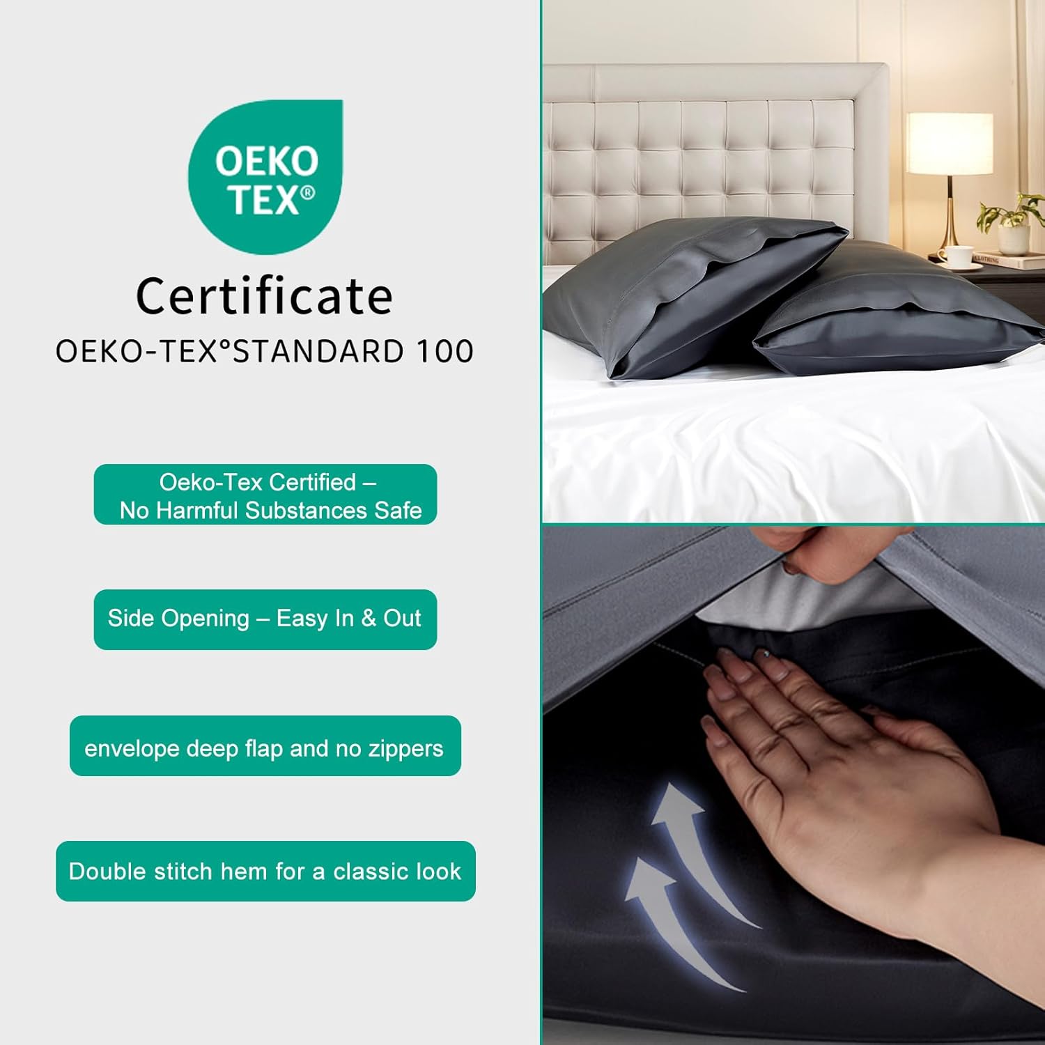 Stnomyhome 100% Eucalyptus Tencel Lyocell Cooling Pillowcase Set of 2, Moisture Wicking, Temperature Regulating, Soft &Smooth Sateen Pillow…